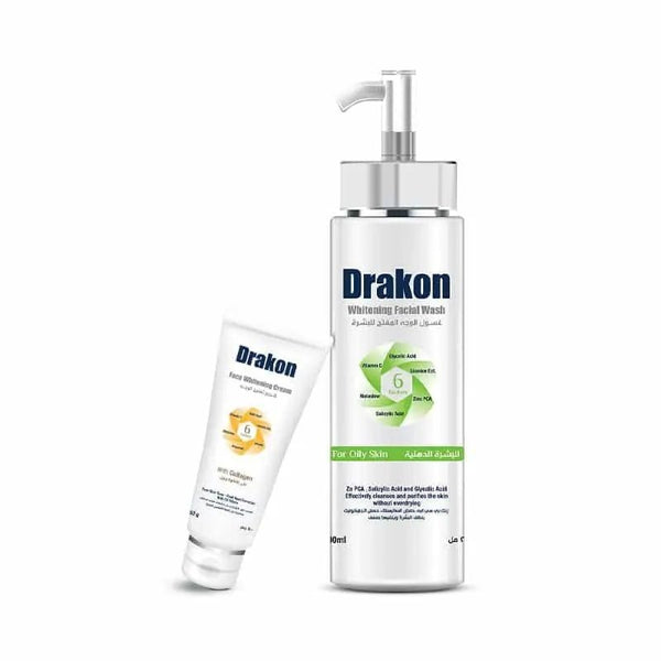 Drakon® Whitening Facial Cleanser For Oily & Combined Skin + Whitening Face Cream - Drakon